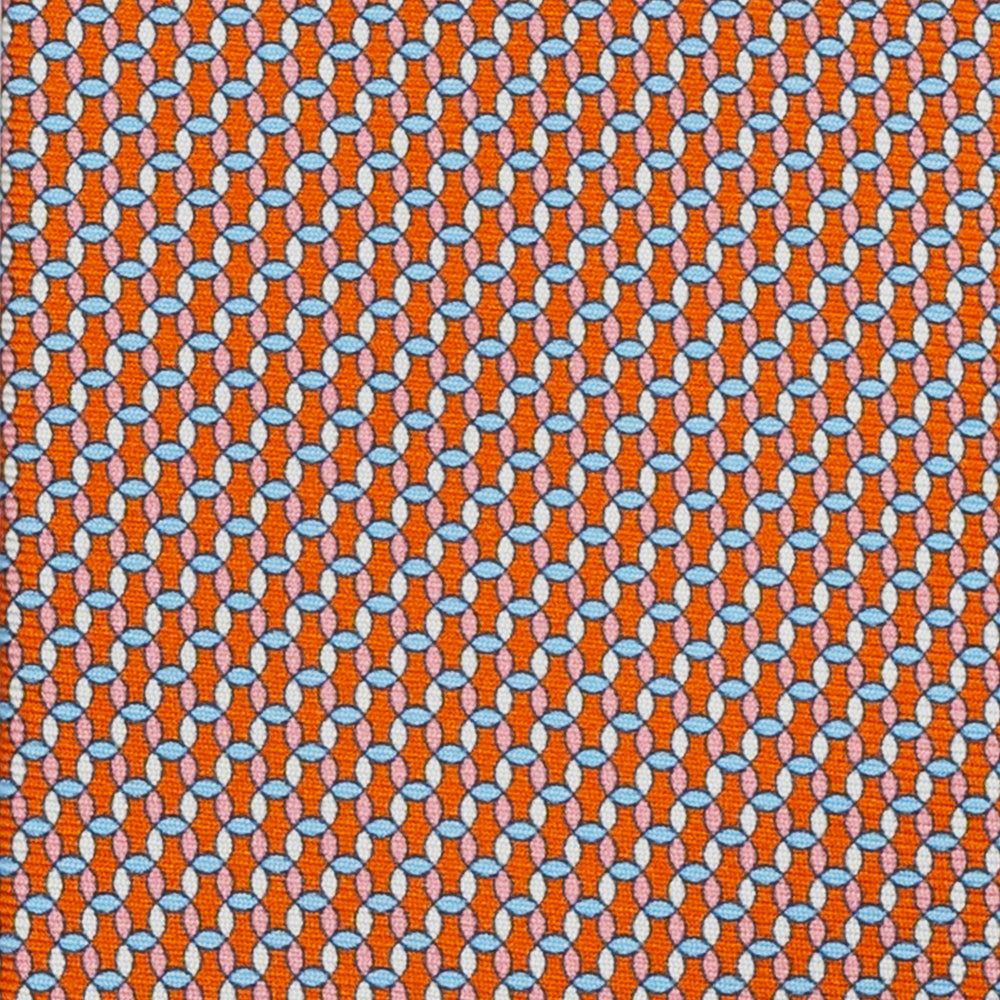 Cravatta 3 pieghe in Seta, Fantasia Geometrica, Arancione - JA059579_5 T