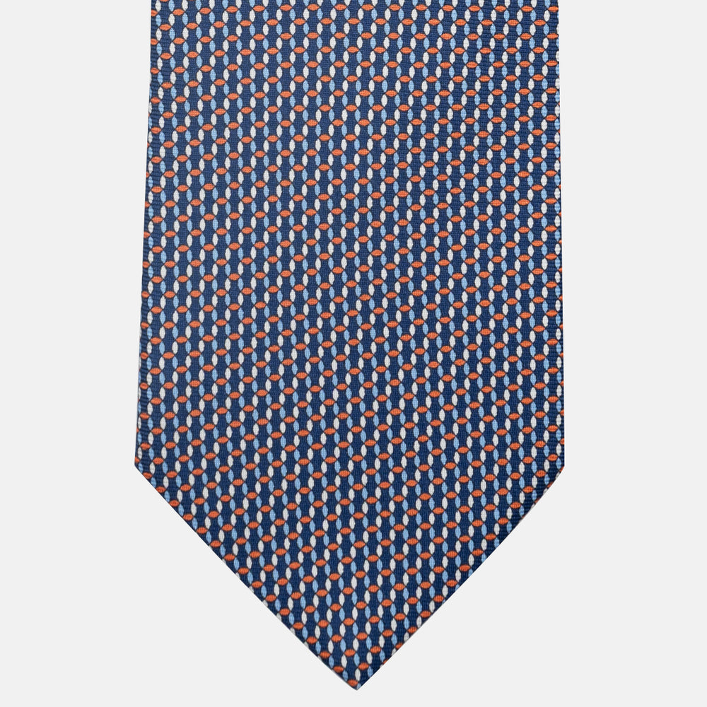 3-Fold Silk Tie, Chain Pattern, Blue Orange - JA059579_9