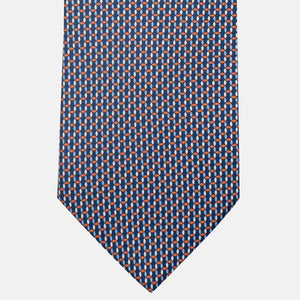 Cravatta 3 pieghe in Seta, Fantasia Concatenata, Blu Arancione - JA059579_9