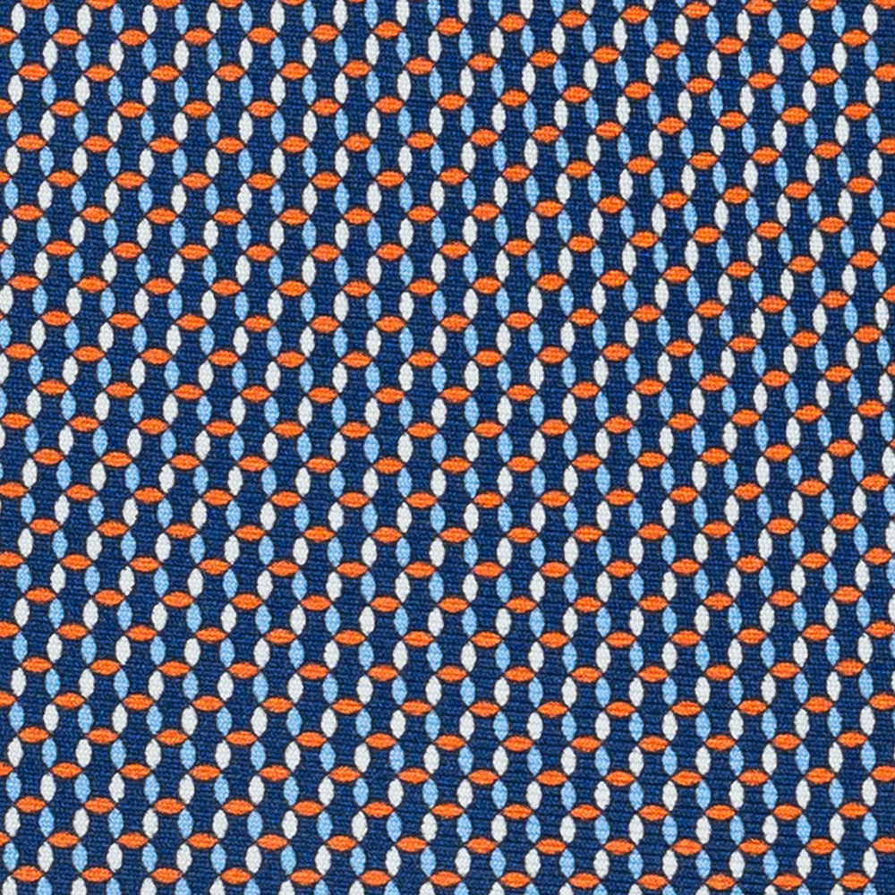 Cravatta 3 pieghe in Seta, Fantasia Geometrica, Blu Arancione - JA059579_9 T