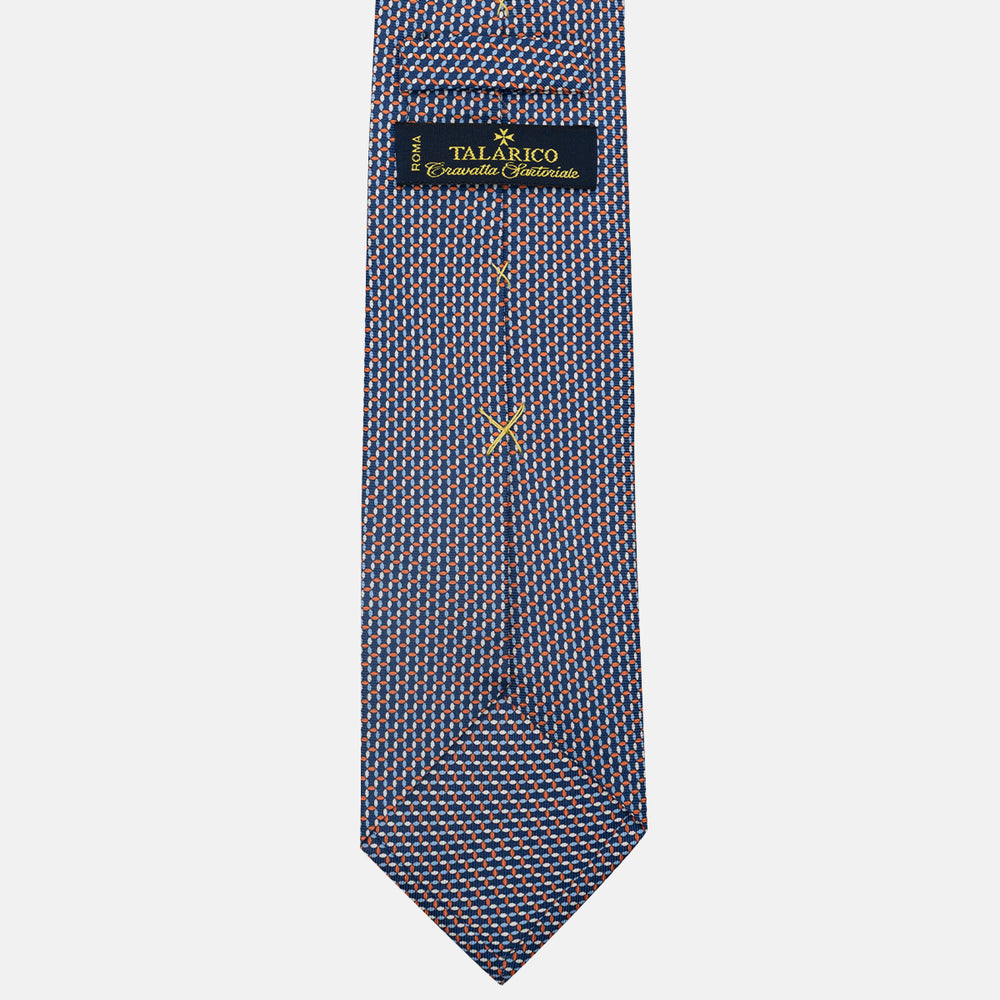 3-Fold Silk Tie, Chain Pattern, Blue Orange - JA059579_9