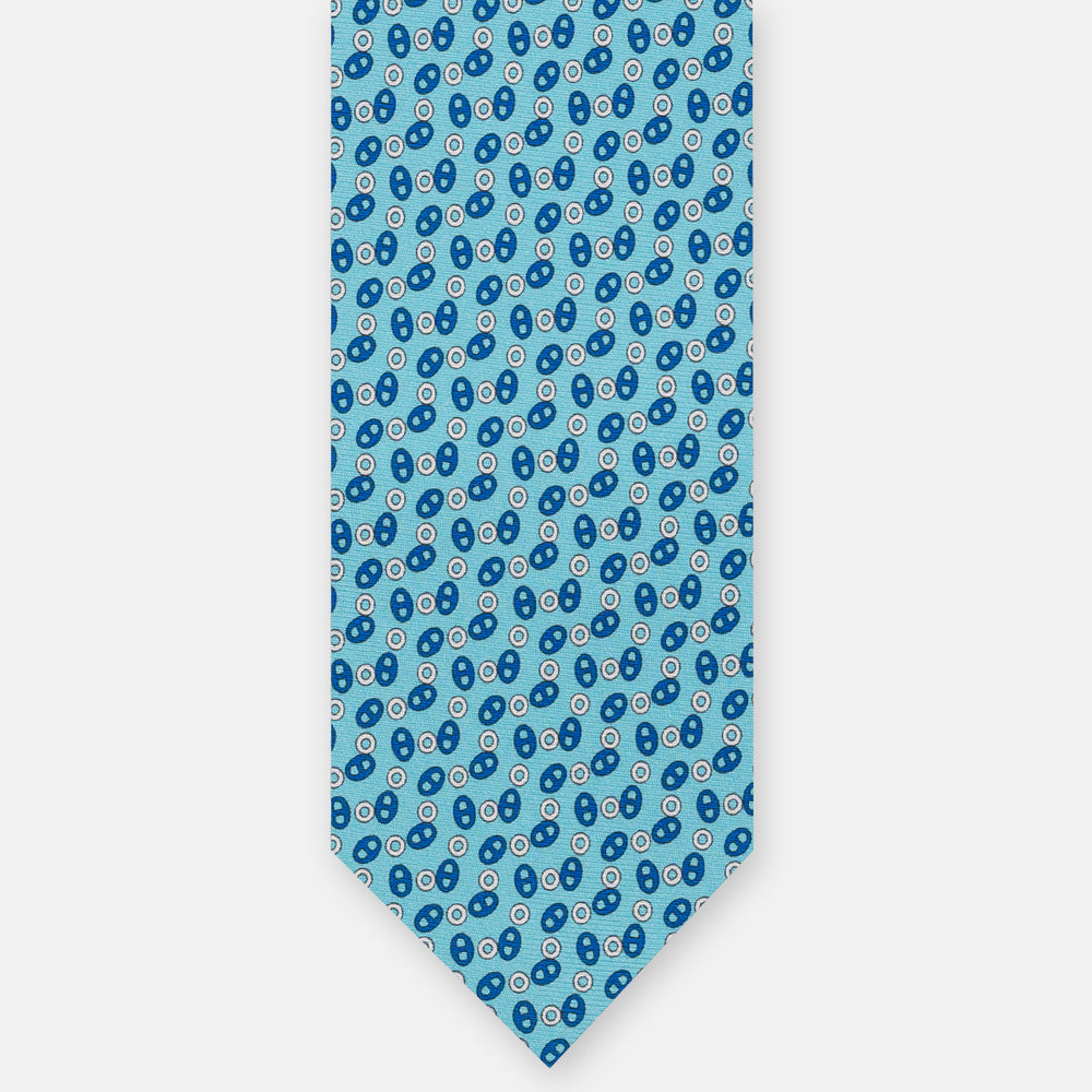 3-Fold Silk Tie, Micro Pattern, Aqua - JA059582_1 T