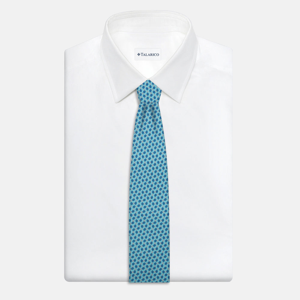 3-Fold Silk Tie, Micro Pattern, Aqua - JA059582_1 T