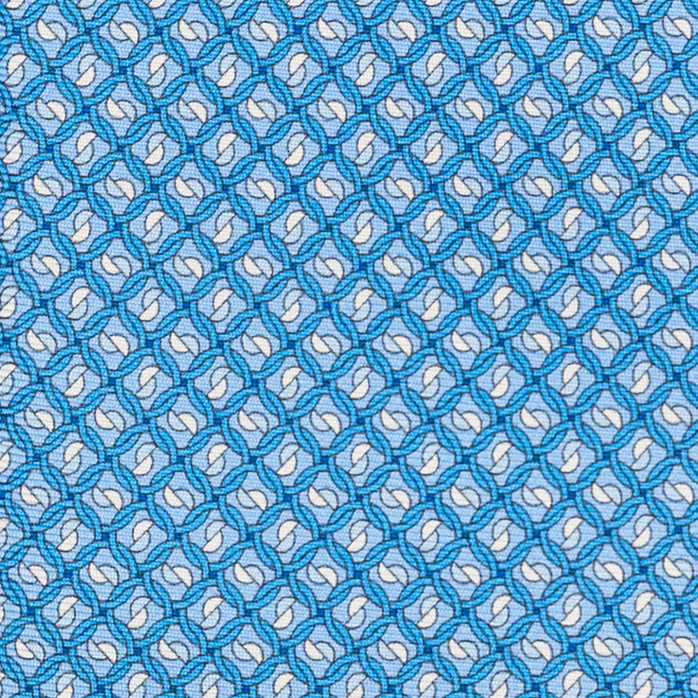 3-Fold Silk Tie, Interlocking Pattern, Light Blue - JA059624_2 T