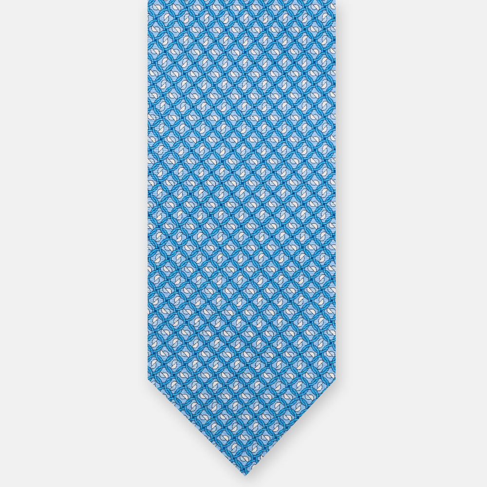 3-Fold Silk Tie, Interlocking Pattern, Light Blue - JA059624_2 T