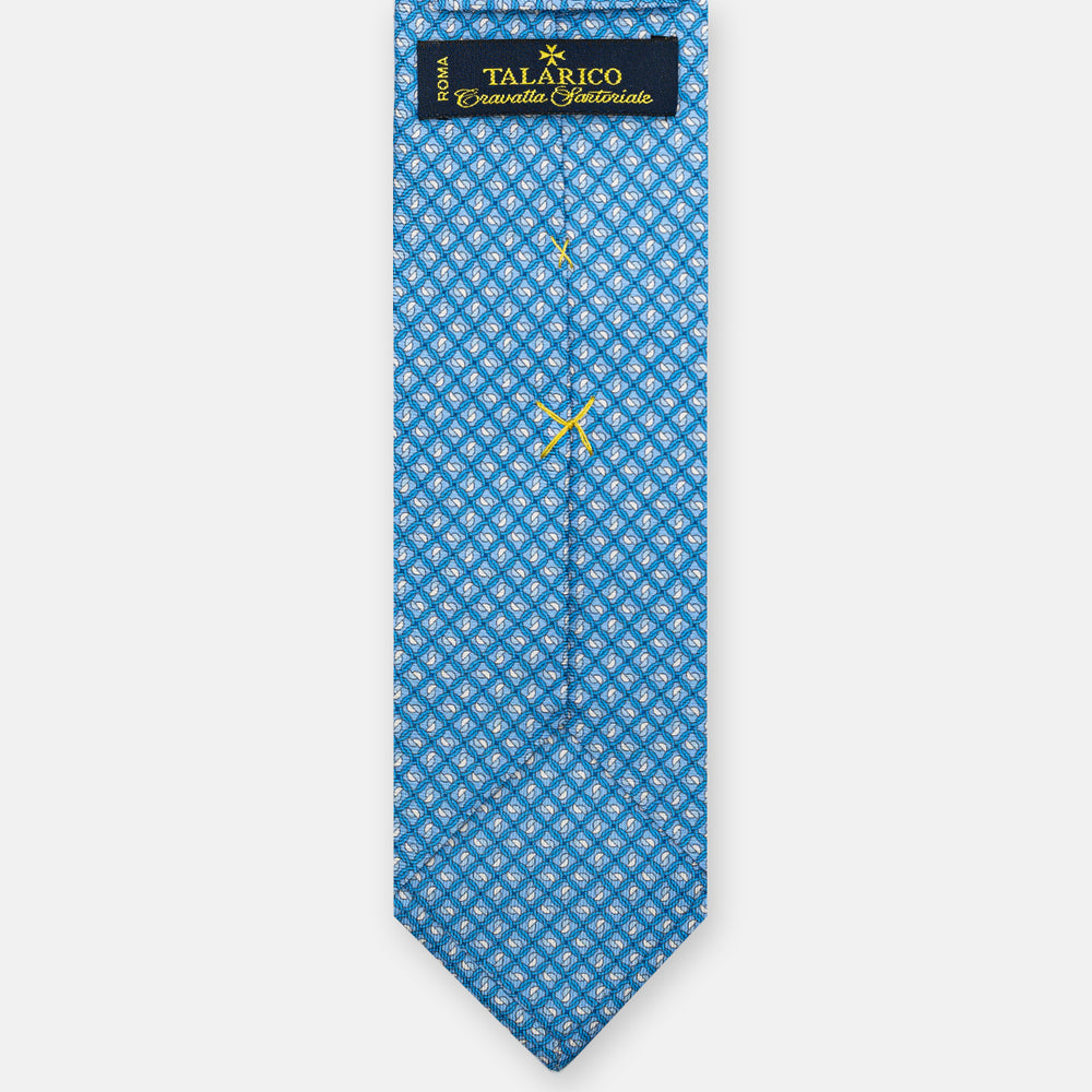 3-Fold Silk Tie, Interlocking Pattern, Light Blue - JA059624_2 T