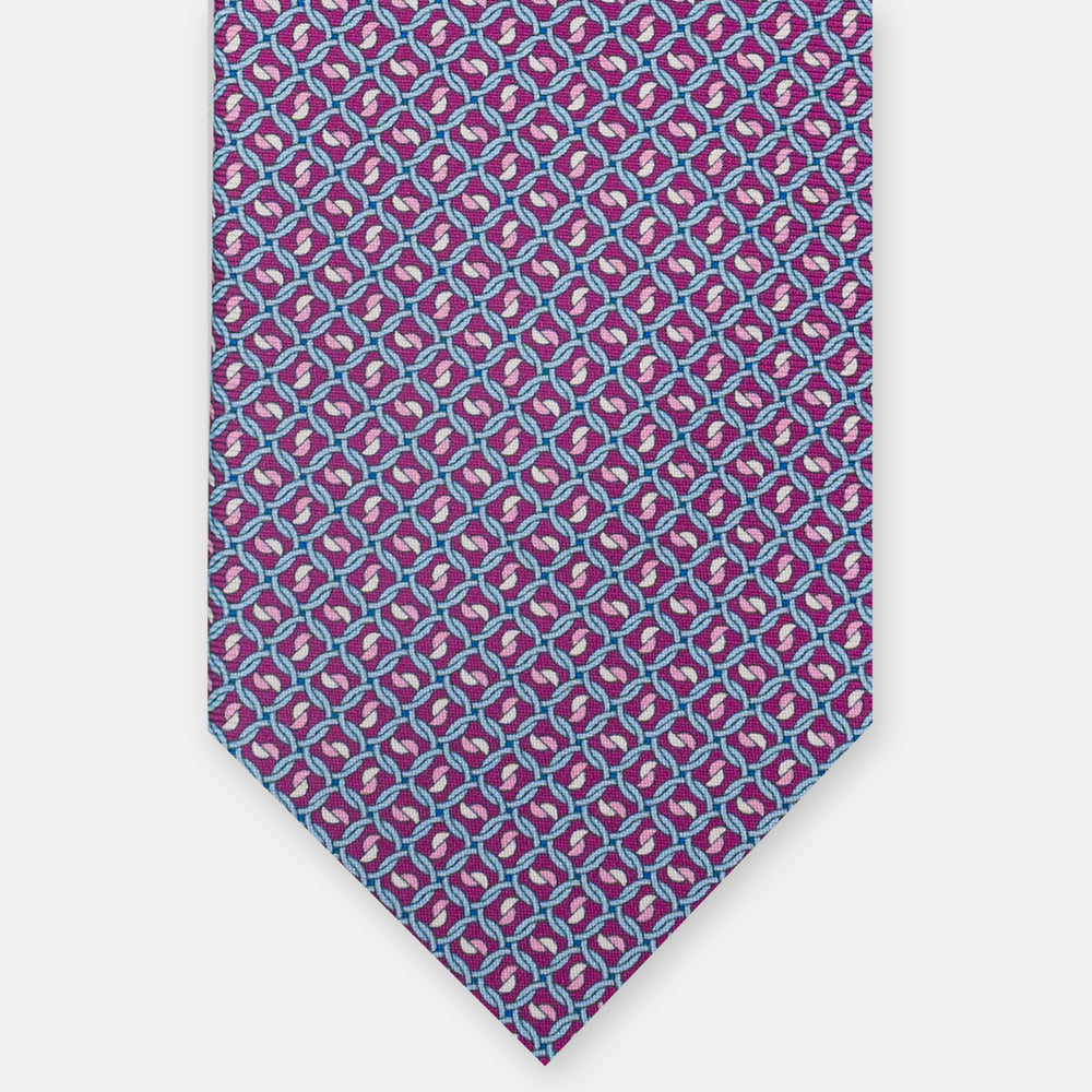 Cravatta 3 pieghe in Seta, Fantasia Geometrica, Magenta - JA059624_3 T