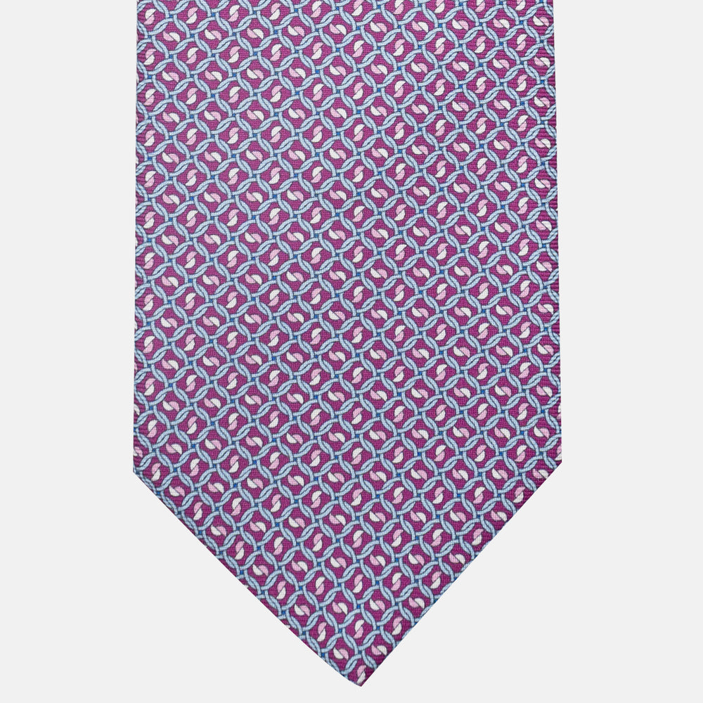 3-Fold Silk Tie, Chain Pattern, Magenta - JA059624_3