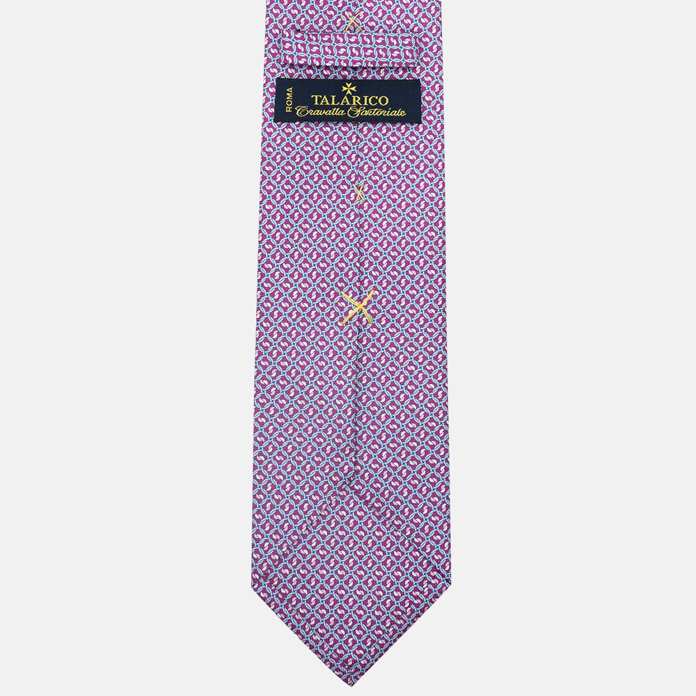 3-Fold Silk Tie, Chain Pattern, Magenta - JA059624_3