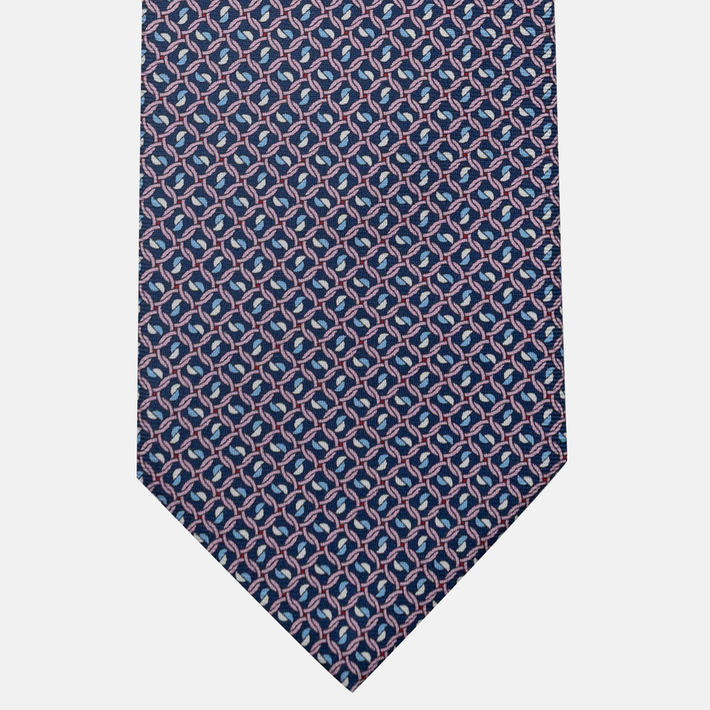 3-Fold Silk Tie, Chain Pattern, Blue Pink - JA059624_4