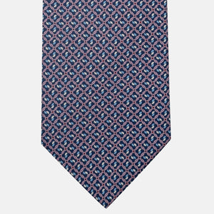 Cravatta 3 pieghe in Seta, Fantasia Concatenata, Blu Rosa - JA059624_4