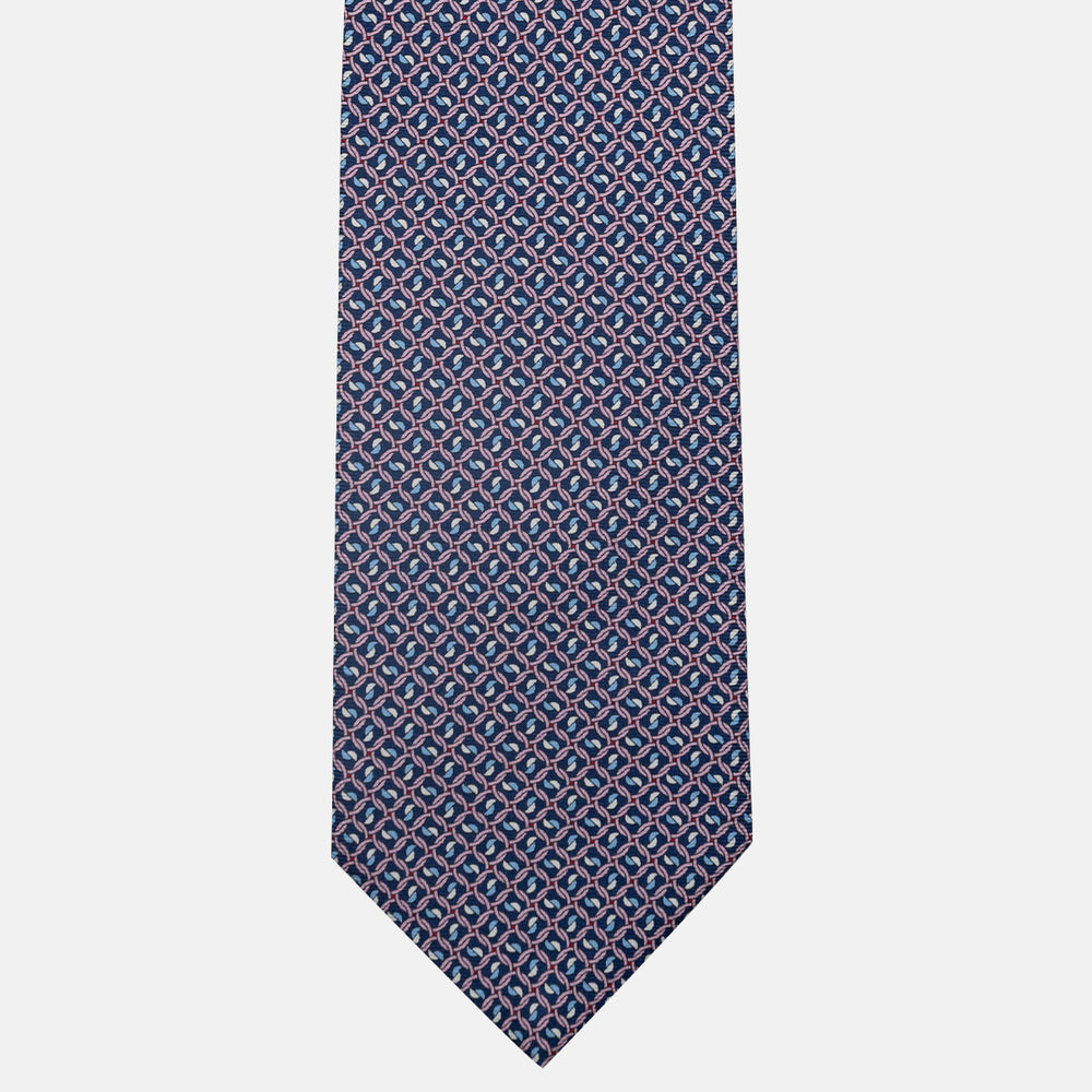 3-Fold Silk Tie, Chain Pattern, Blue Pink - JA059624_4