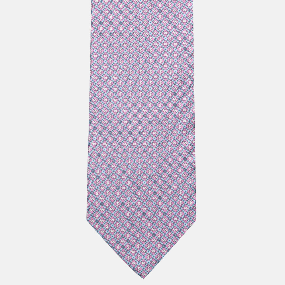 3-Fold Silk Tie, Chain Pattern, Pink - JA059624_5