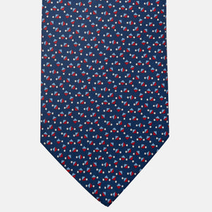 3-Fold Silk Tie, Micro Pattern, Blue and Red - JA059629_1
