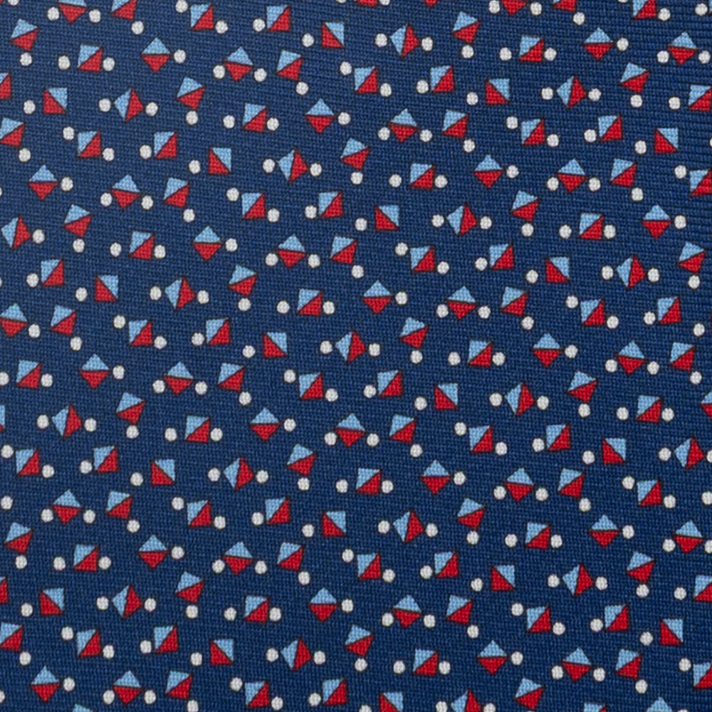 3-Fold Silk Tie, Micro Pattern, Blue and Red - JA059629_1