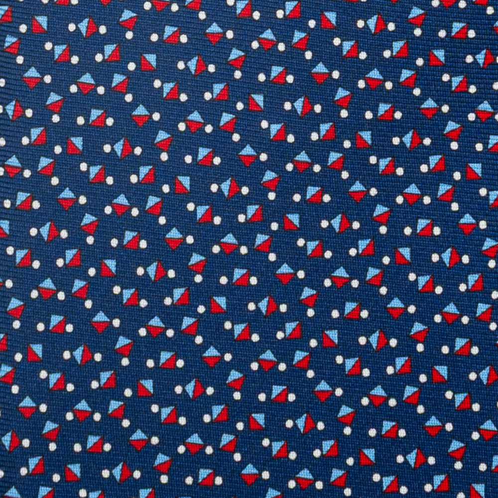 Cravatta 3 pieghe in Seta, Micro Fantasia, Blu Rosso - JA059629_1 T