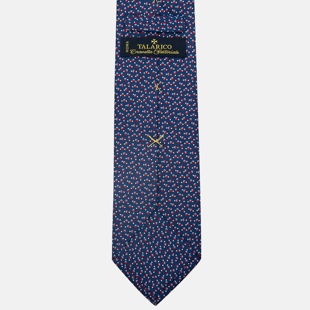 3-Fold Silk Tie, Micro Pattern, Blue and Red - JA059629_1