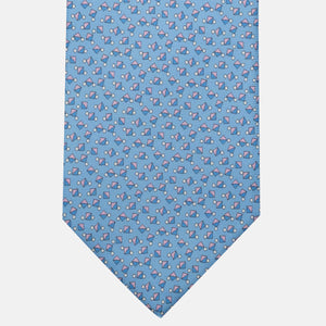 3-Fold Silk Tie, Micro Pattern, Light Blue and Pink - JA059629_2