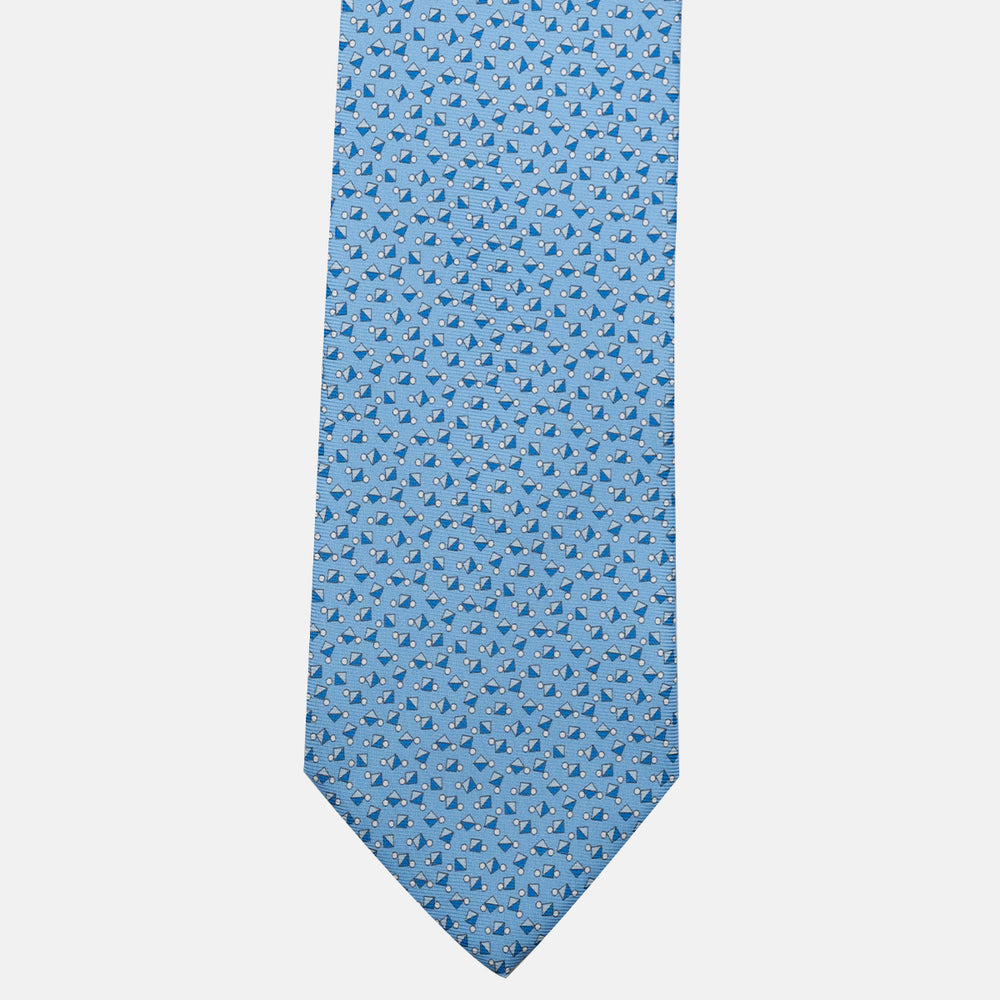 3-Fold Silk Tie, Micro Pattern, Light Blue - JA059629_3
