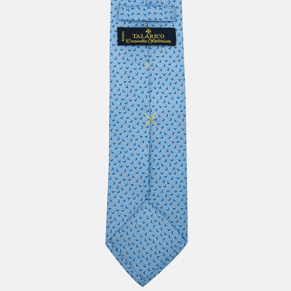 3-Fold Silk Tie, Micro Pattern, Light Blue - JA059629_3