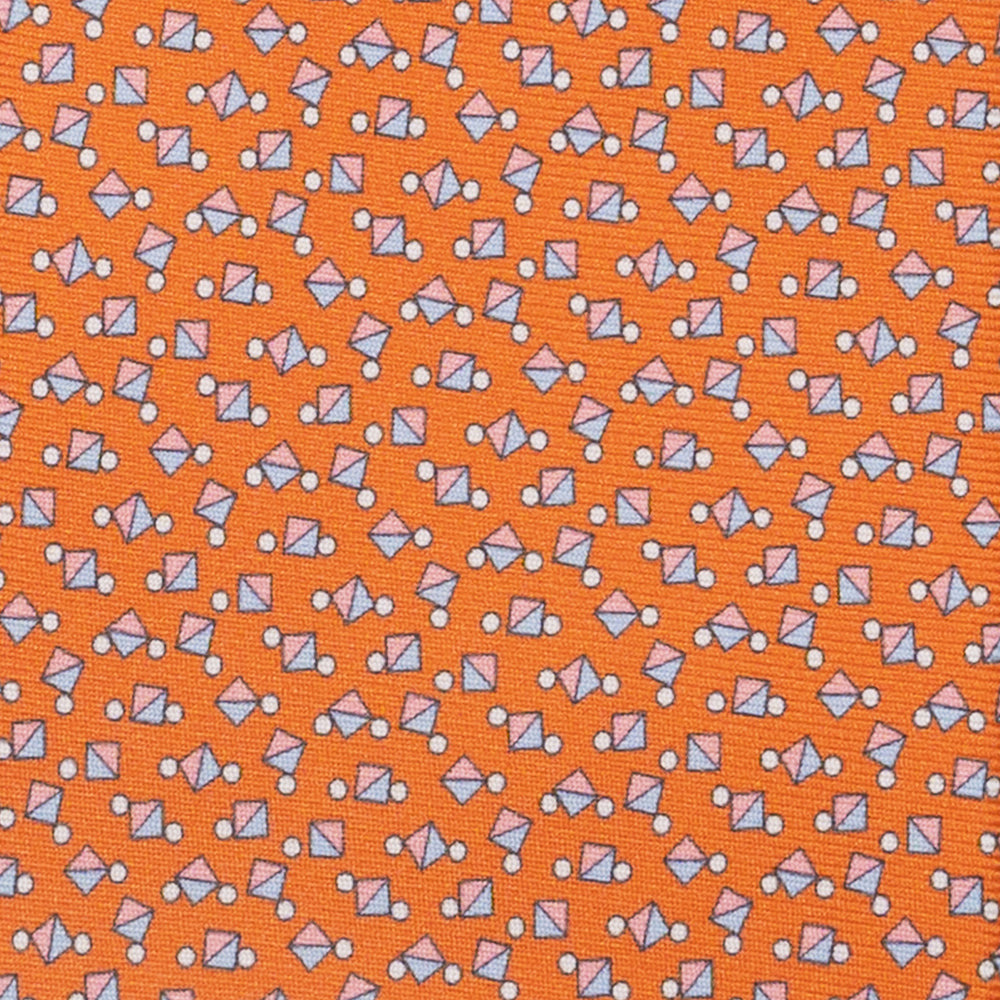 3-Fold Silk Tie, Micro Pattern, Orange - JA059629_4