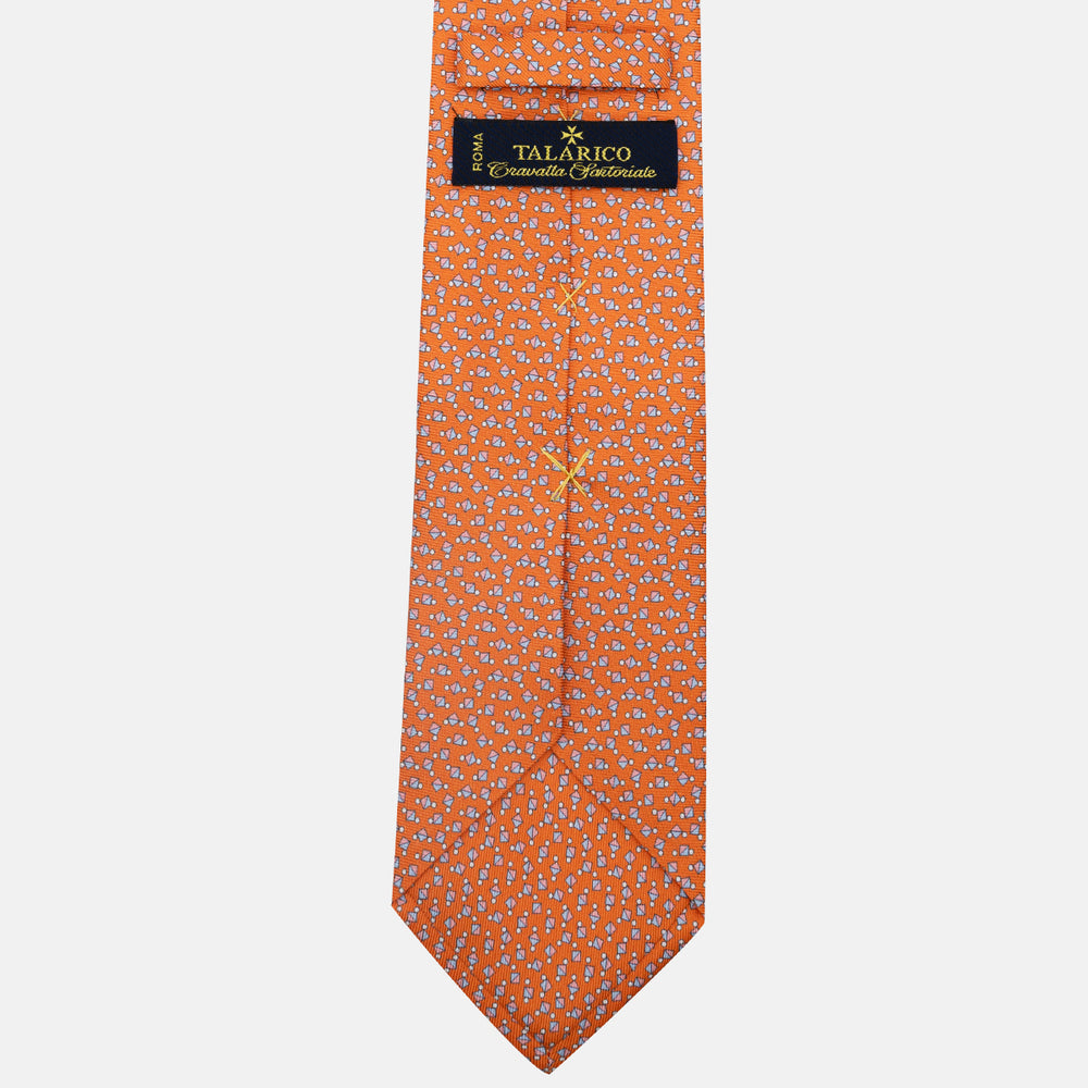 3-Fold Silk Tie, Micro Pattern, Orange - JA059629_4