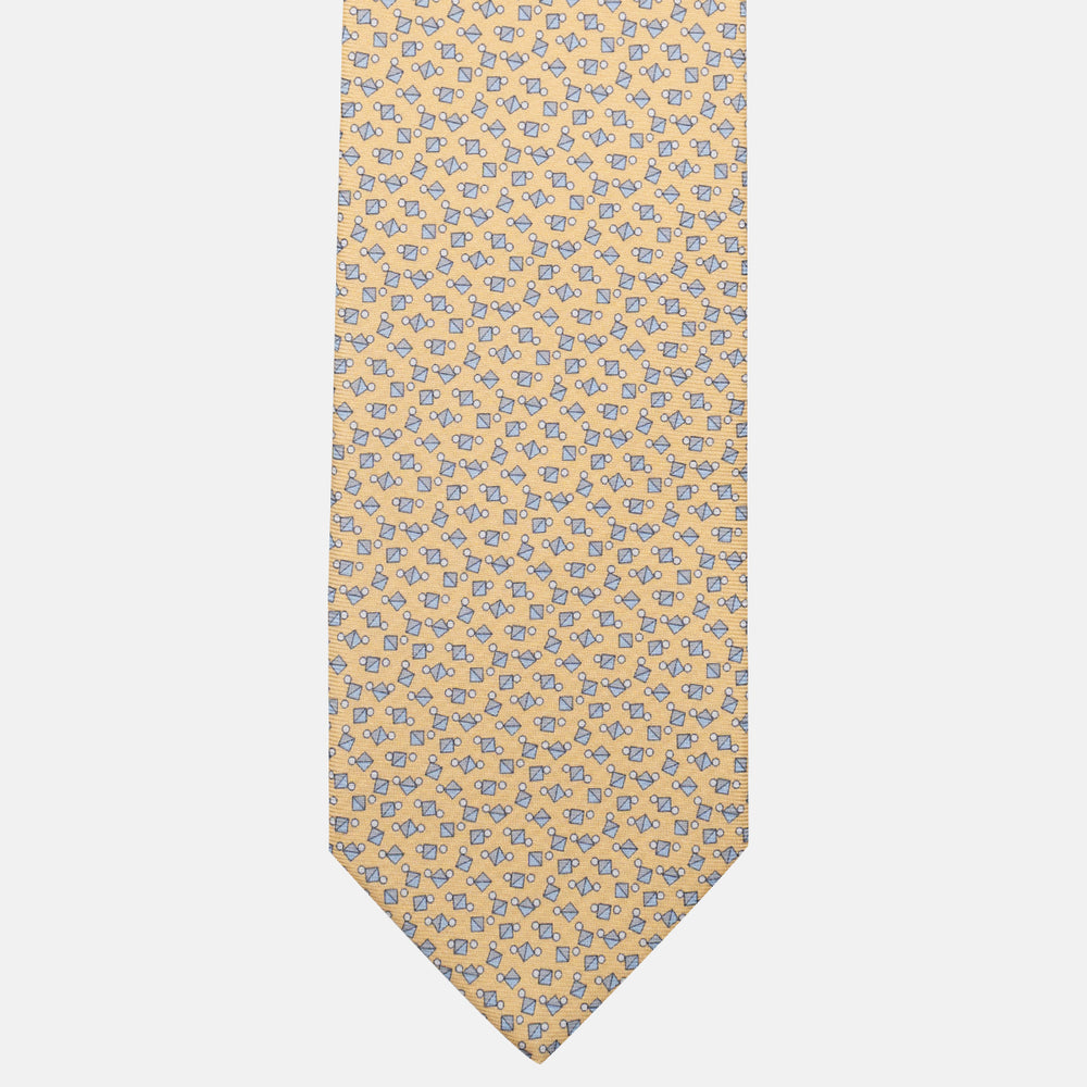 3-Fold Silk Tie, Micro Pattern, Yellow - JA059629_5