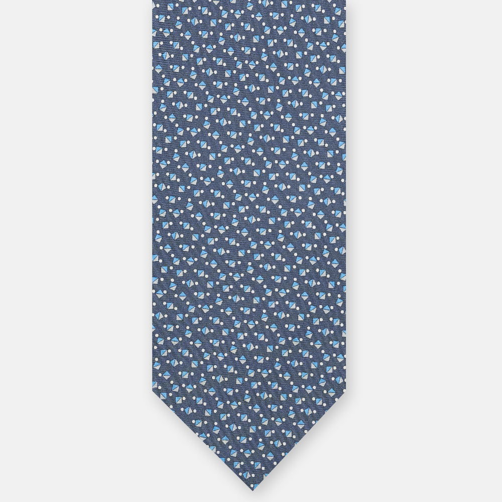 3-Fold Silk Tie, Micro Pattern, Grey - JA059629_6 T