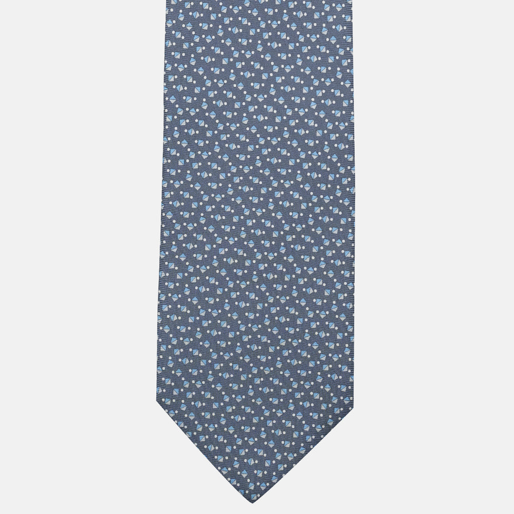 3-Fold Silk Tie, Micro Pattern, Grey - JA059629_6