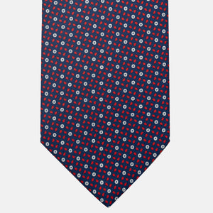 Cravatta 3 pieghe in Seta, Micro Fantasia, Blu Rosso - JA059632_1