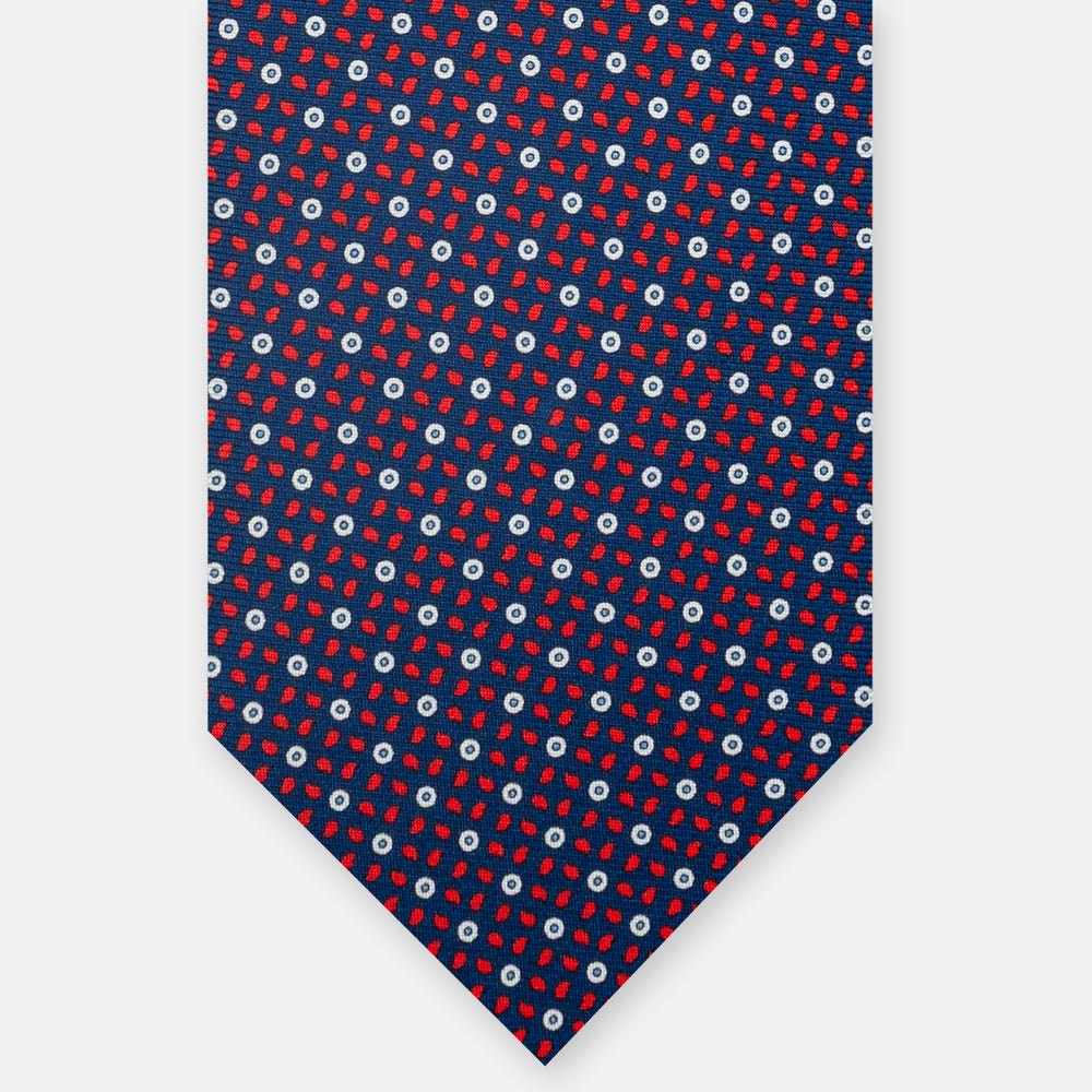 3-fold Silk Tie, Floral, Blue Red - JA059632_1 T