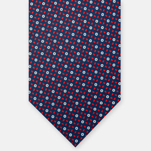 3-fold Silk Tie, Floral, Blue Red - JA059632_1 T