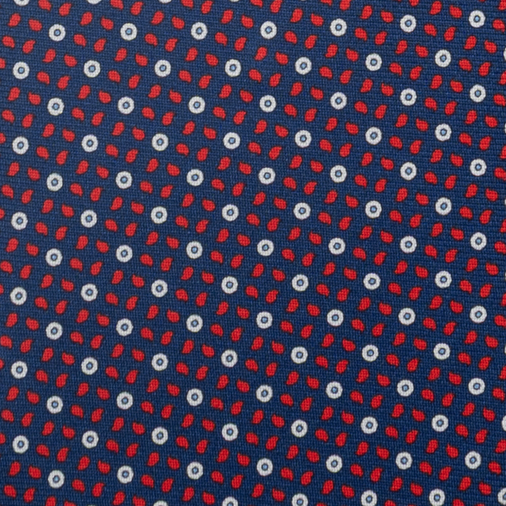 3-Fold Silk Tie, Micro Pattern, Blue and Red - JA059632_1