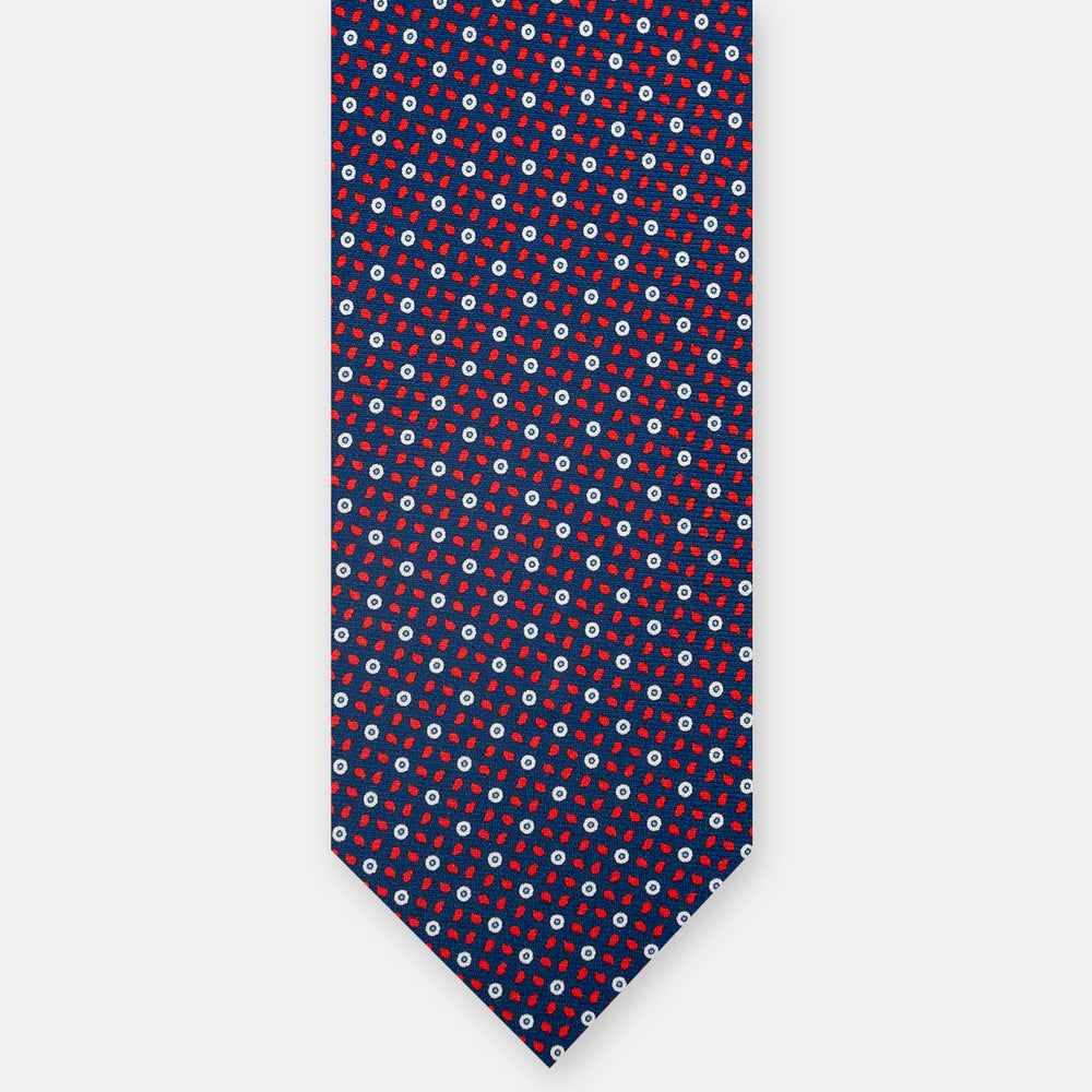 3-fold Silk Tie, Floral, Blue Red - JA059632_1 T