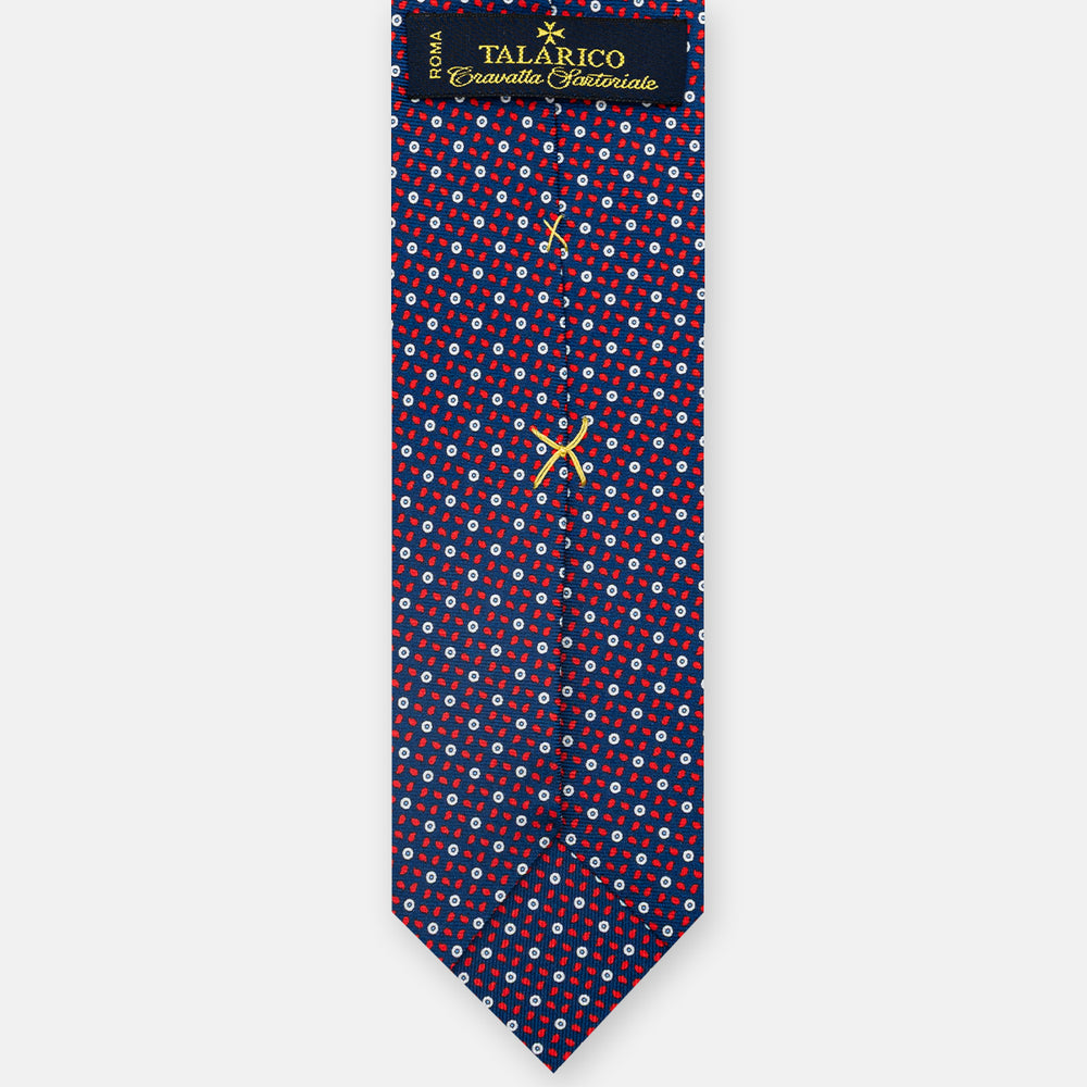 3-fold Silk Tie, Floral, Blue Red - JA059632_1 T