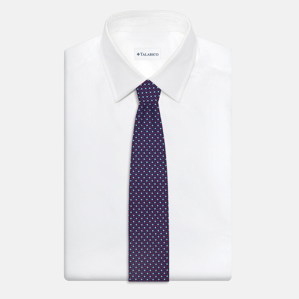 3-fold Silk Tie, Floral, Blue Red - JA059632_1 T