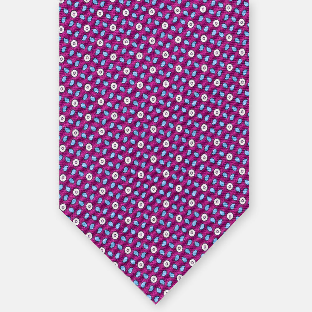 3-Fold Silk Tie, Floral Pattern, Magenta - JA059632_2 T