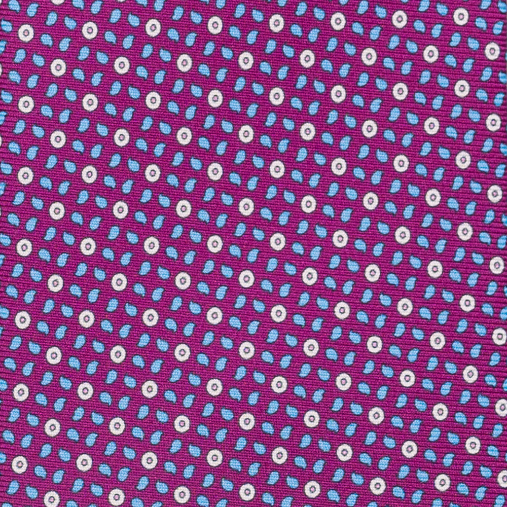 3-Fold Silk Tie, Floral Pattern, Magenta - JA059632_2 T