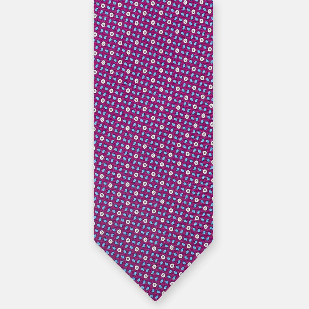 3-Fold Silk Tie, Floral Pattern, Magenta - JA059632_2 T
