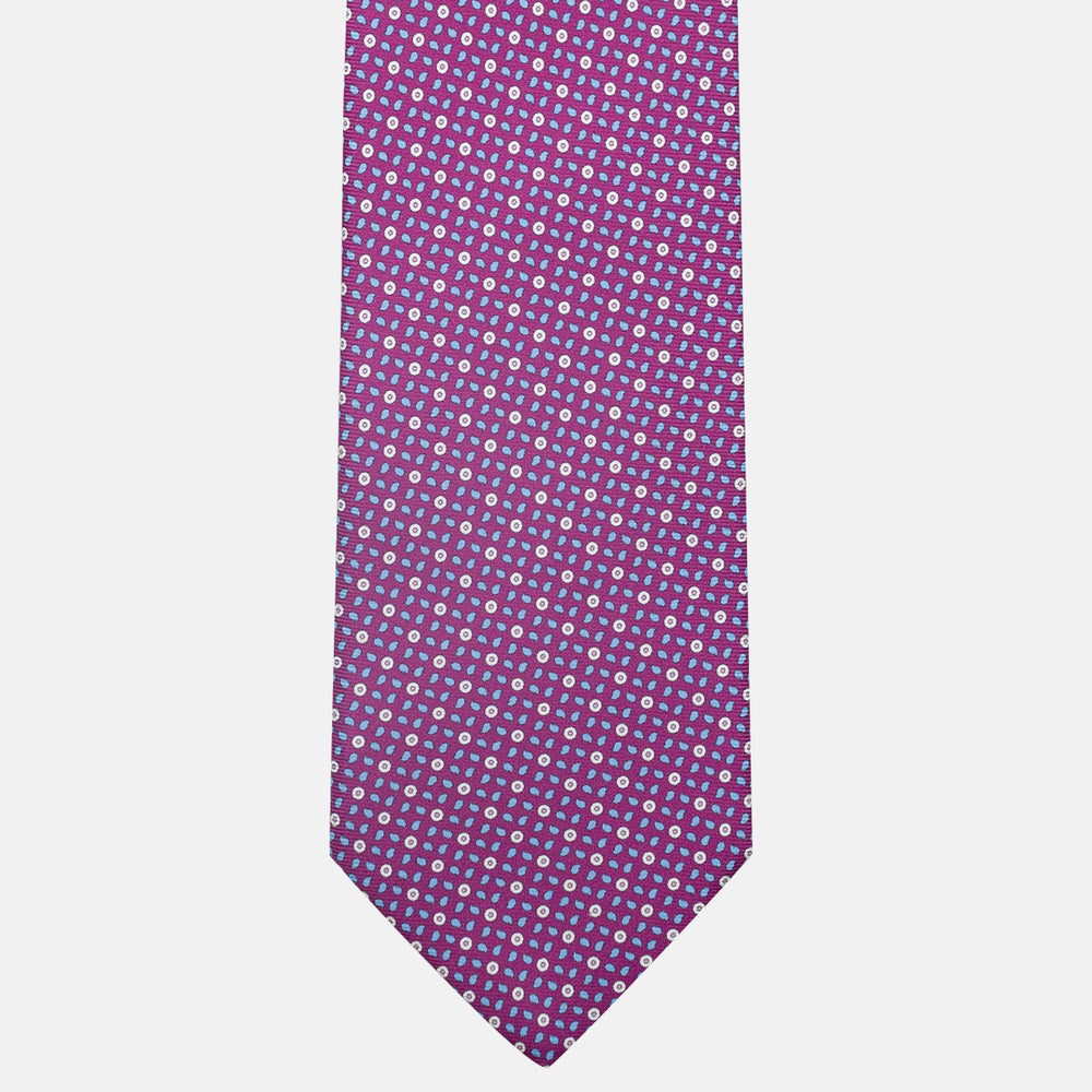 3-Fold Silk Tie, Micro Pattern, Magenta - JA059632_2