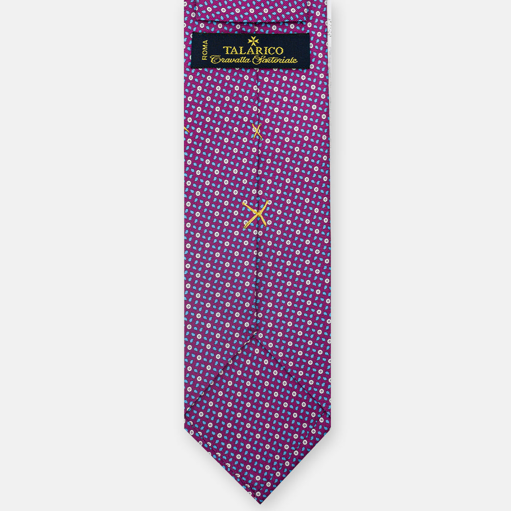 3-Fold Silk Tie, Floral Pattern, Magenta - JA059632_2 T