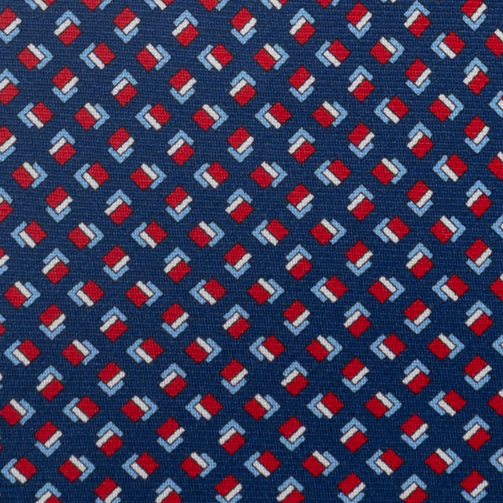 3-Fold Silk Tie, Micro Pattern, Blue and Red - JA060092_1