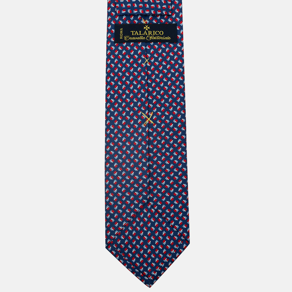 3-Fold Silk Tie, Micro Pattern, Blue and Red - JA060092_1