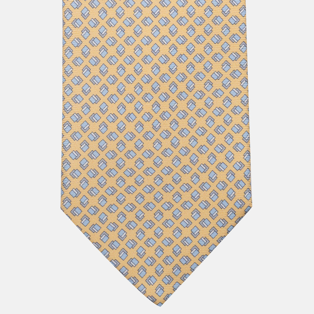 3-Fold Silk Tie, Micro Pattern, Yellow - JA060092_2