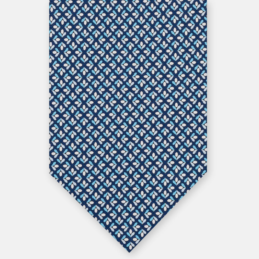 3-Fold Silk Tie, Floral Pattern, Light Blue - JA060096_10 T