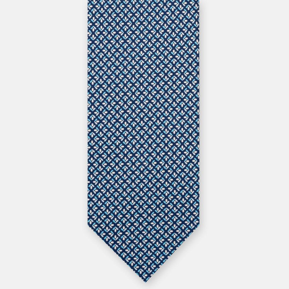3-Fold Silk Tie, Floral Pattern, Light Blue - JA060096_10 T