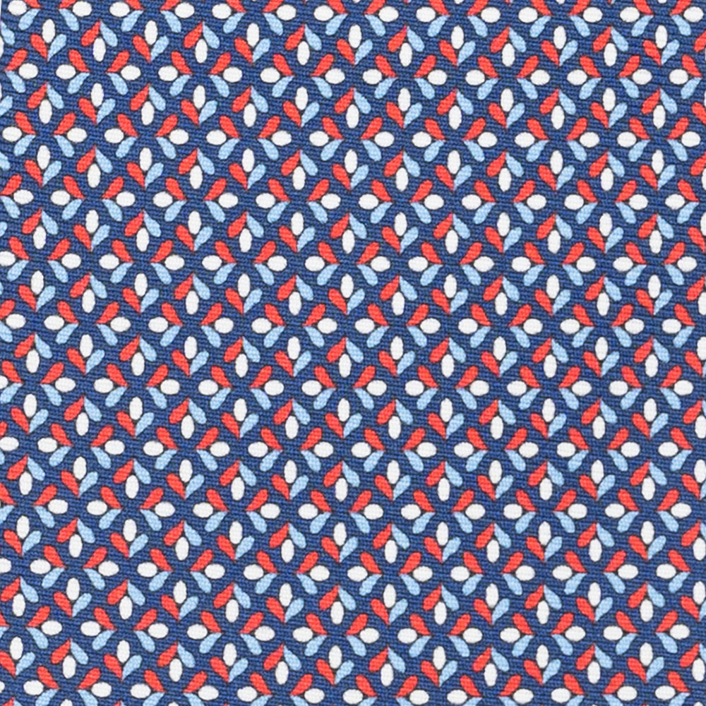 Cravatta 3 pieghe in Seta, Fantasia Floreale, Blu Rosso - JA060096_1