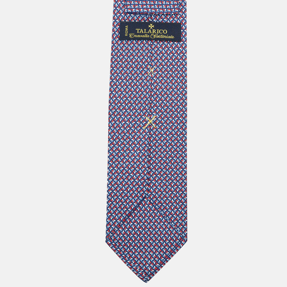 Cravatta 3 pieghe in Seta, Fantasia Floreale, Blu Rosso - JA060096_1