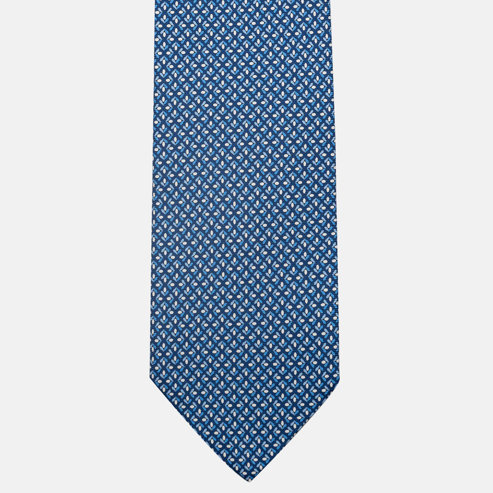 3-Fold Silk Tie, Floral Pattern, Light Blue - JA060096_3