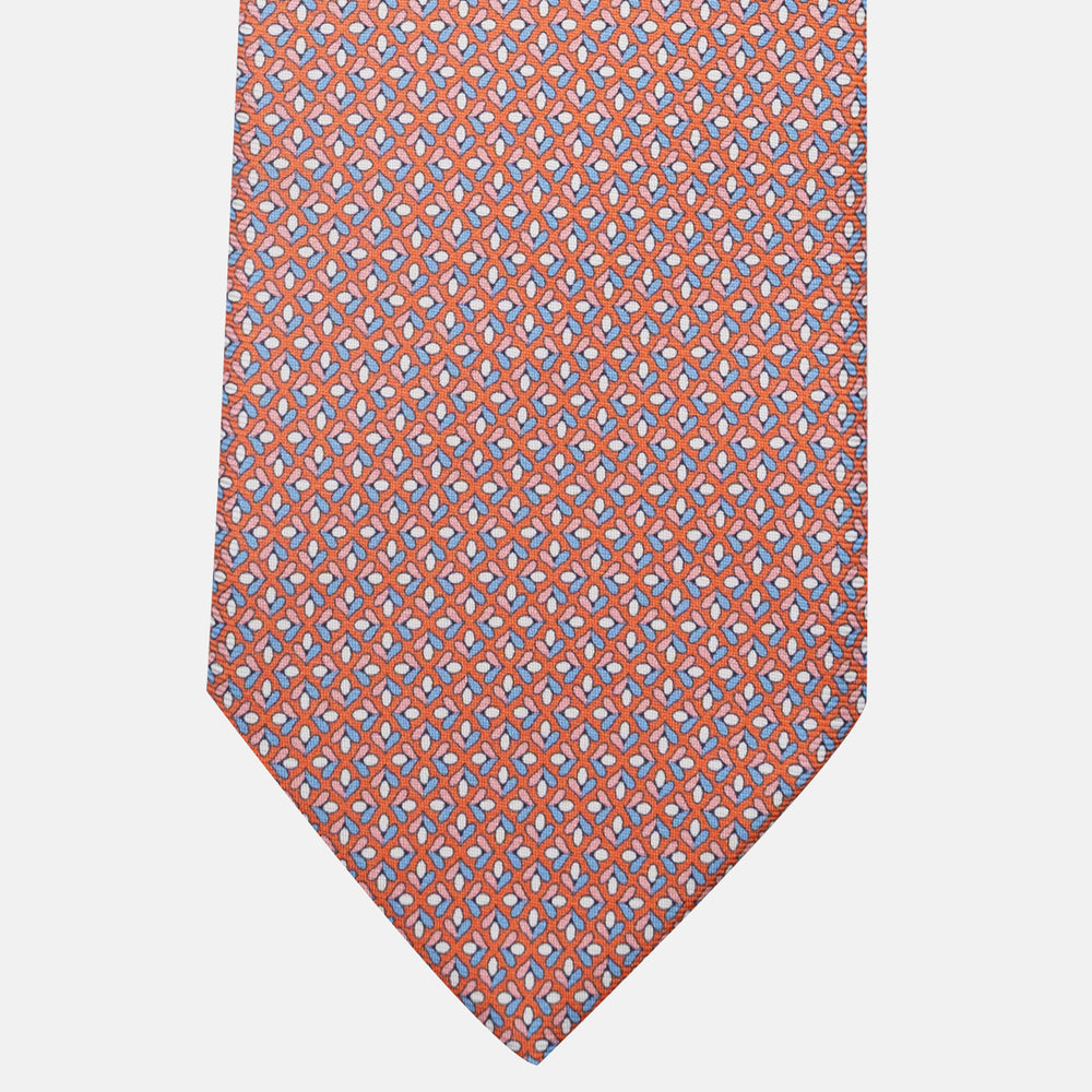 3-Fold Silk Tie, Floral Pattern, Orange - JA060096_4